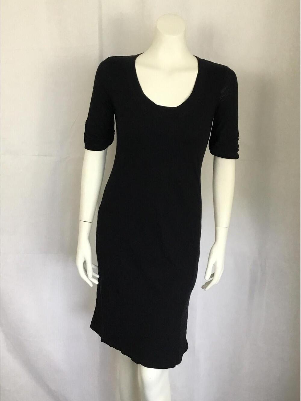 [381] James Perse Dress Womens 2 Black Jersey Scoop Neck T-Shirt Knee Length